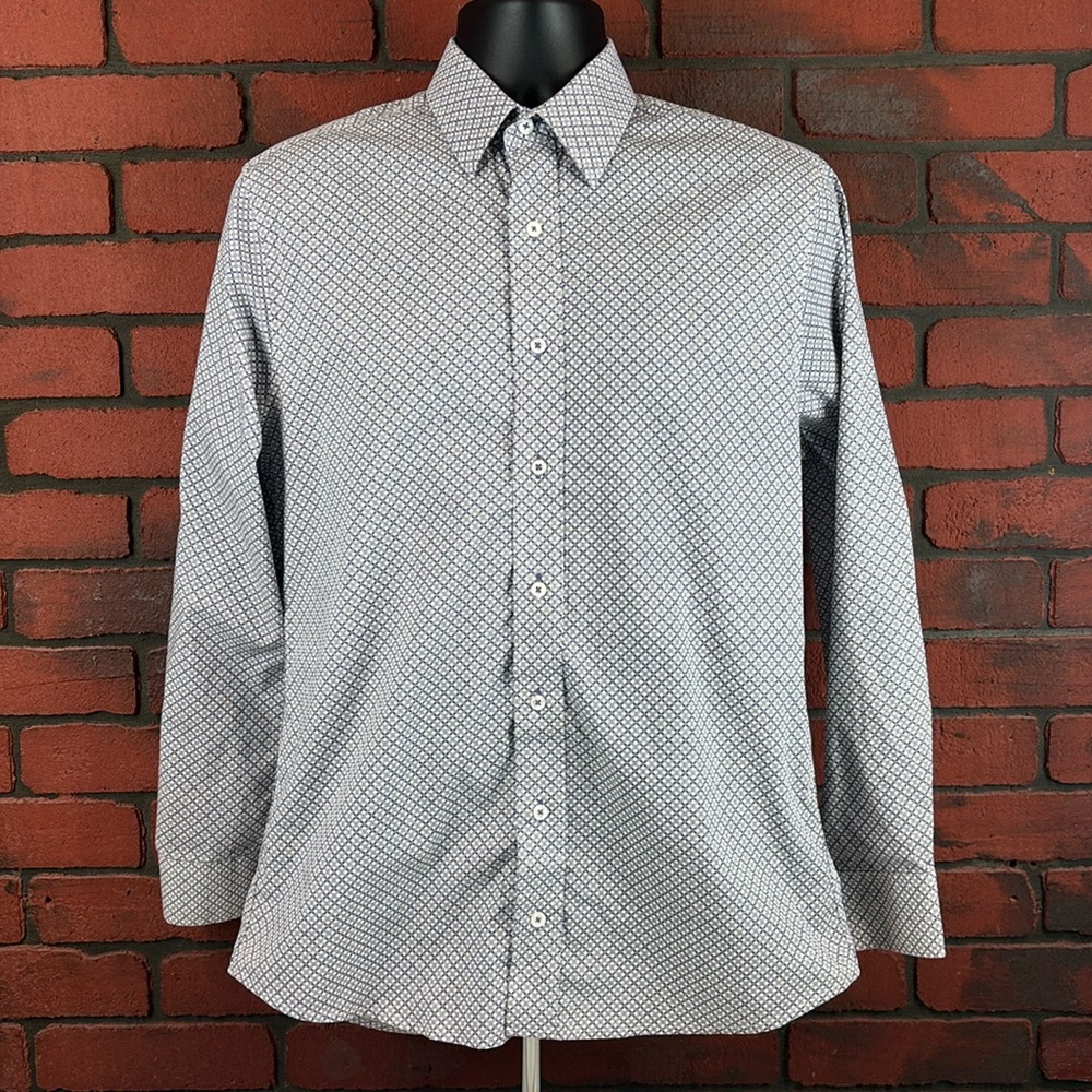 Nick Graham Shirt Mens 14.5 Stretch Modern Fit‎ Geometric
